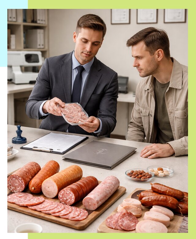 Сертификация колбасных изделий в Троицке от 7733 р. | Алешин-Трц